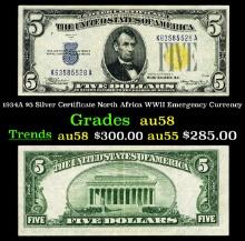 1934A $5 Silver Certificate North Africa WWII Emergency Currency Grades Choice AU/BU Slider