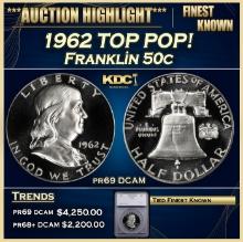 ***Major Highlight*** 1962 Proof Franklin Half Dollar TOP POP! 50c pr69 DCAM SEGS (fc)