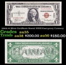 1935A $1 Silver Certificate Hawaii WWII Emergency Currency Grades Choice AU