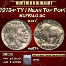 ***Major Highlight*** 1913-p TY I Buffalo Nickel Near Top Pop! 5c ms67+ SEGS (fc)