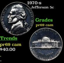 1970-s Proof Jefferson Nickel 5c Grades GEM++ Proof Cameo