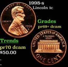 1998-s Proof Lincoln Cent 1c Grades GEM++ Proof Deep Cameo