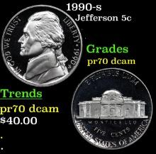 1990-s Proof Jefferson Nickel 5c Grades GEM++ Proof Deep Cameo