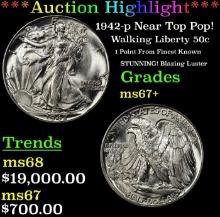 ***Major Highlight*** 1942-p Walking Liberty Half Dollar Near Top Pop! 50c ms67+ SEGS (fc)