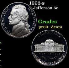 1993-s Proof Jefferson Nickel 5c Grades GEM++ Proof Deep Cameo