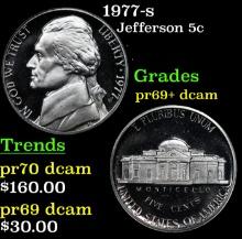 1977-s Proof Jefferson Nickel 5c Grades GEM++ Proof Deep Cameo