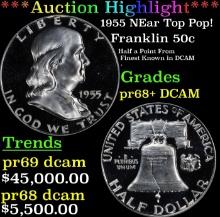 ***Major Highlight*** 1955 Proof Franklin Half Dollar NEar Top Pop! 50c pr68+ DCAM SEGS (fc)