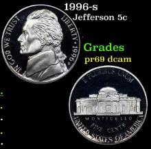 1996-s Proof Jefferson Nickel 5c Grades GEM++ Proof Deep Cameo