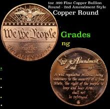 1oz .999 Fine Copper Bullion Round - 2nd Amendment Style