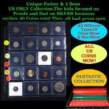 Unique Father & 2 Sons US ONLY Collection,The kids focused on Proofs and Dad on SILVER business stri