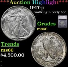 ***Major Highlight*** 1917-p Walking Liberty Half Dollar 50c ms66 SEGS (fc)