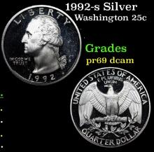 1992-s Silver Proof Washington Quarter 25c Grades GEM++ Proof Deep Cameo