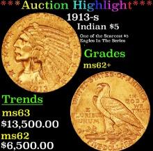 ***Auction Highlight*** 1913-s Gold Indian Half Eagle $5 Select Unc USCG (fc)