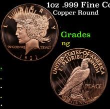 1oz .999 Fine Copper Bullion Round - Peace Dollar Style