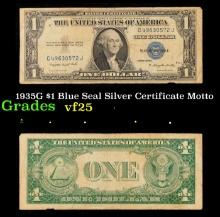 1935G $1 Blue Seal Silver Certificate Grades vf+ Motto