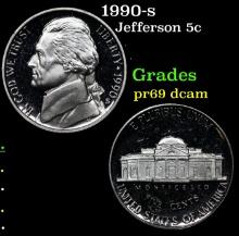 1990-s Proof Jefferson Nickel 5c Grades GEM++ Proof Deep Cameo