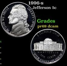 1996-s Proof Jefferson Nickel 5c Grades GEM++ Proof Deep Cameo