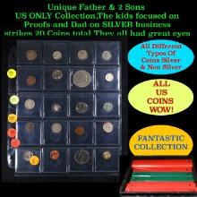 Unique Father & 2 Sons US ONLY Collection,The kids focused on Proofs and Dad on SILVER business stri