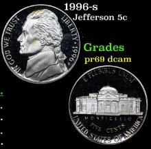 1996-s Proof Jefferson Nickel 5c Grades GEM++ Proof Deep Cameo