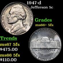 1947-d Jefferson Nickel 5c Grades GEM++ 5fs