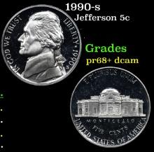 1990-s Proof Jefferson Nickel 5c Grades GEM++ Proof Deep Cameo