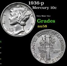 1936-p Mercury Dime 10c Grades Choice AU/BU Slider