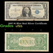 1957 $1 Blue Seal Silver Certificate Grades vf+