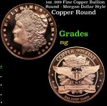 1oz .999 Fine Copper Bullion Round - Morgan Dollar Style