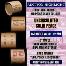 *EXCLUSIVE* Hand Marked "Unc Peace Exceptional," x10 coin Covered End Roll! - Huge Vault Hoard  (FC)