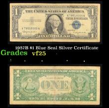 1957B $1 Blue Seal Silver Certificate Grades vf+