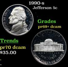 1990-s Proof Jefferson Nickel 5c Grades GEM++ Proof Deep Cameo