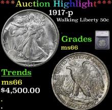 ***Major Highlight*** 1917-p Walking Liberty Half Dollar 50c ms66 SEGS (fc)