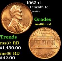 1962-d Lincoln Cent 1c Grades GEM++ RD