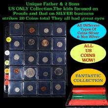 Unique Father & 2 Sons US ONLY Collection,The kids focused on Proofs and Dad on SILVER business stri