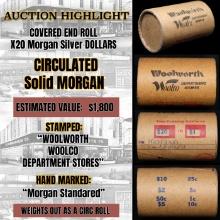 High Value! - Covered End Roll - Marked " Morgan Standard" - Weight shows x20 Coins (FC)