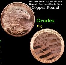 1oz .999 Fine Copper Bullion Round - Patriotic Eagle Style