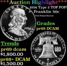 ***Major Highlight*** 1956 Type 2 Proof Franklin Half Dollar TOP POP! 50c pr69 DCAM SEGS (fc)