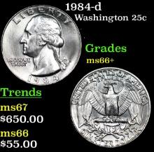 1984-d Washington Quarter 25c Graded ms66+ BY SEGS