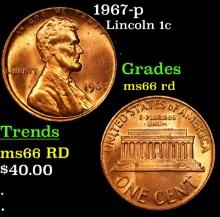 1967-p Lincoln Cent 1c Grades GEM+ Unc RD