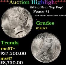 ***Major Highlight*** 1924-p Peace Dollar Near Top Pop! $1 ms67+ SEGS (fc)