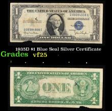 1935D $1 Blue Seal Silver Certificate vf+