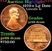 ***Auction Highlight*** 1970-s Lg Date Proof Lincoln Cent 1c GEM++ Proof Deep Cameo USCG (fc)