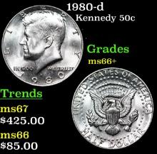 1980-d Kennedy Half Dollar 50c Grades GEM++ Unc