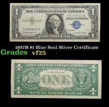 1957B $1 Blue Seal Silver Certificate Grades vf+