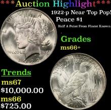 ***Major Highlight*** 1922-p Peace Dollar Near Top Pop! $1 ms66+ SEGS (fc)