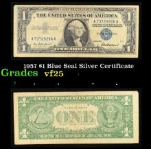 1957 $1 Blue Seal Silver Certificate Grades vf+