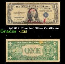 1935D $1 Blue Seal Silver Certificate Grades vf+