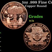 1oz .999 Fine Copper Bullion Round - "Wrong Button" Style Grades Ungraded