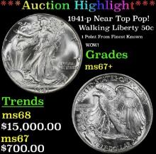 ***Major Highlight*** 1941-p Walking Liberty Half Dollar Near Top Pop! 50c ms67+ SEGS (fc)