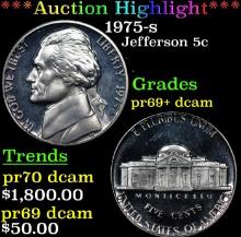 ***Auction Highlight*** 1975-s Proof Jefferson Nickel 5c Grades GEM++ Proof Deep Cameo USCG (fc)